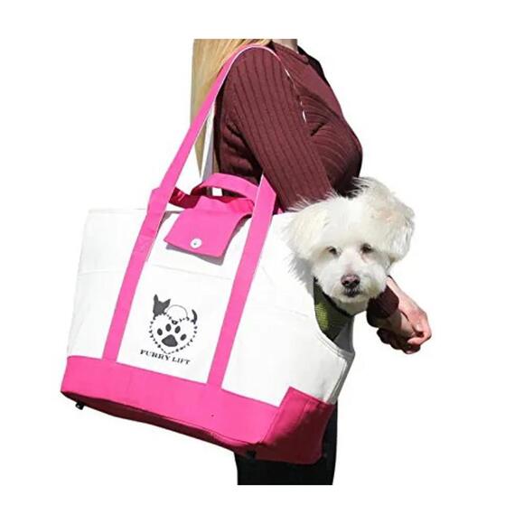 Pet Carrier – Airline-Approved Purse Tote for Small Dogs & Cats, Sherpa Canvas - Picture 1 of 4